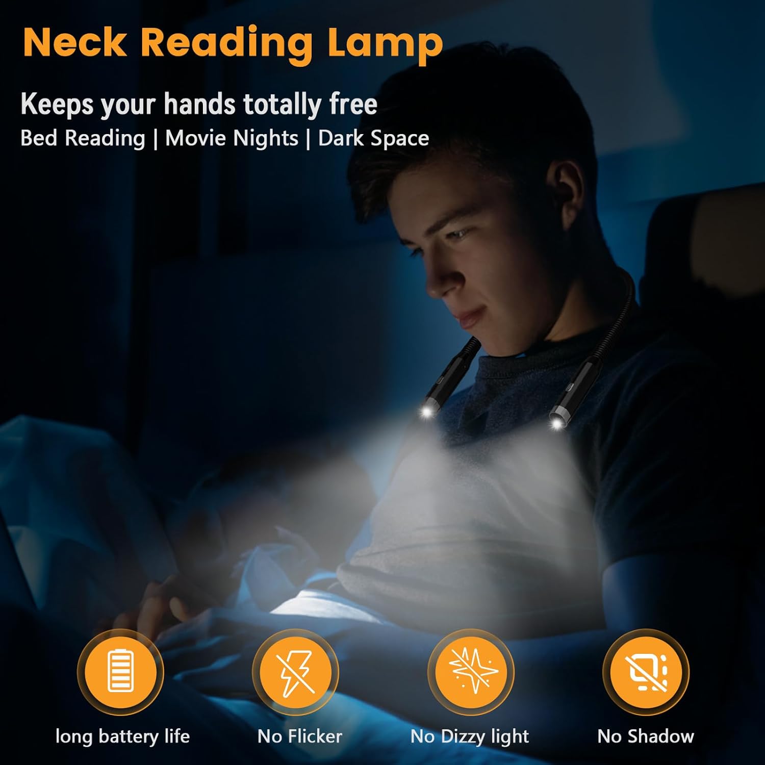 Diboniur Lampada da Lettura Ricaricabile, Nero - immagine 2