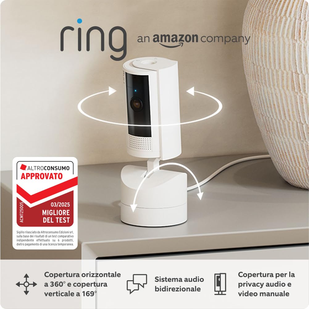 Ring Videocamera Interna Inclinabile (Pan-Tilt Indoor Camera) - immagine 1