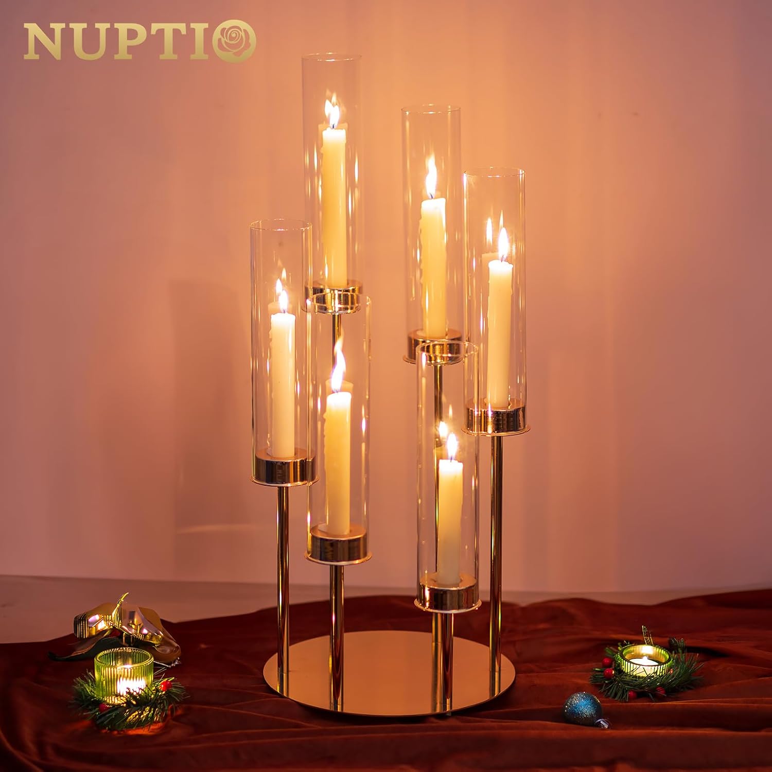 Nuptio Portacandele Uragano Oro 60cm - 2 Pezzi - immagine 2