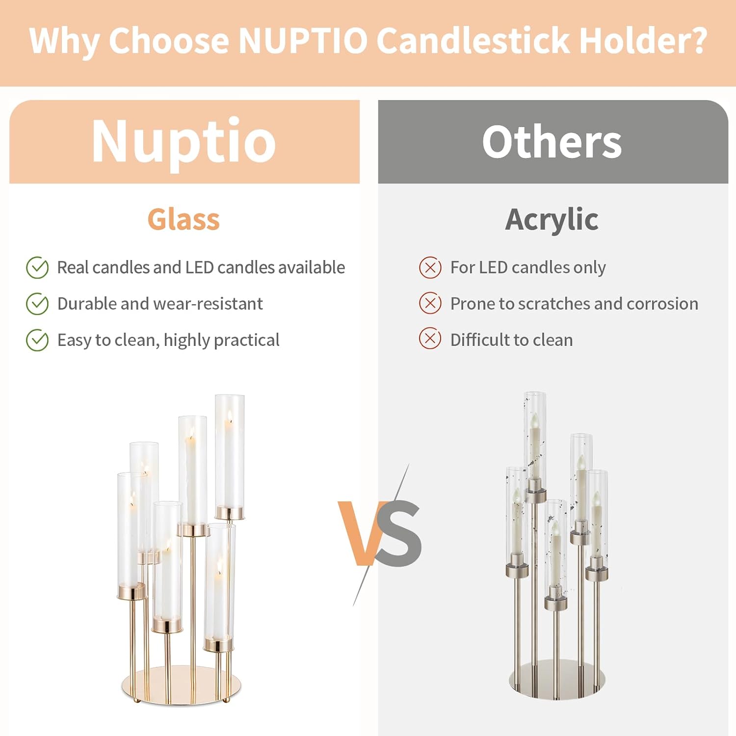 Nuptio Portacandele Uragano Oro 60cm - 2 Pezzi - immagine 4