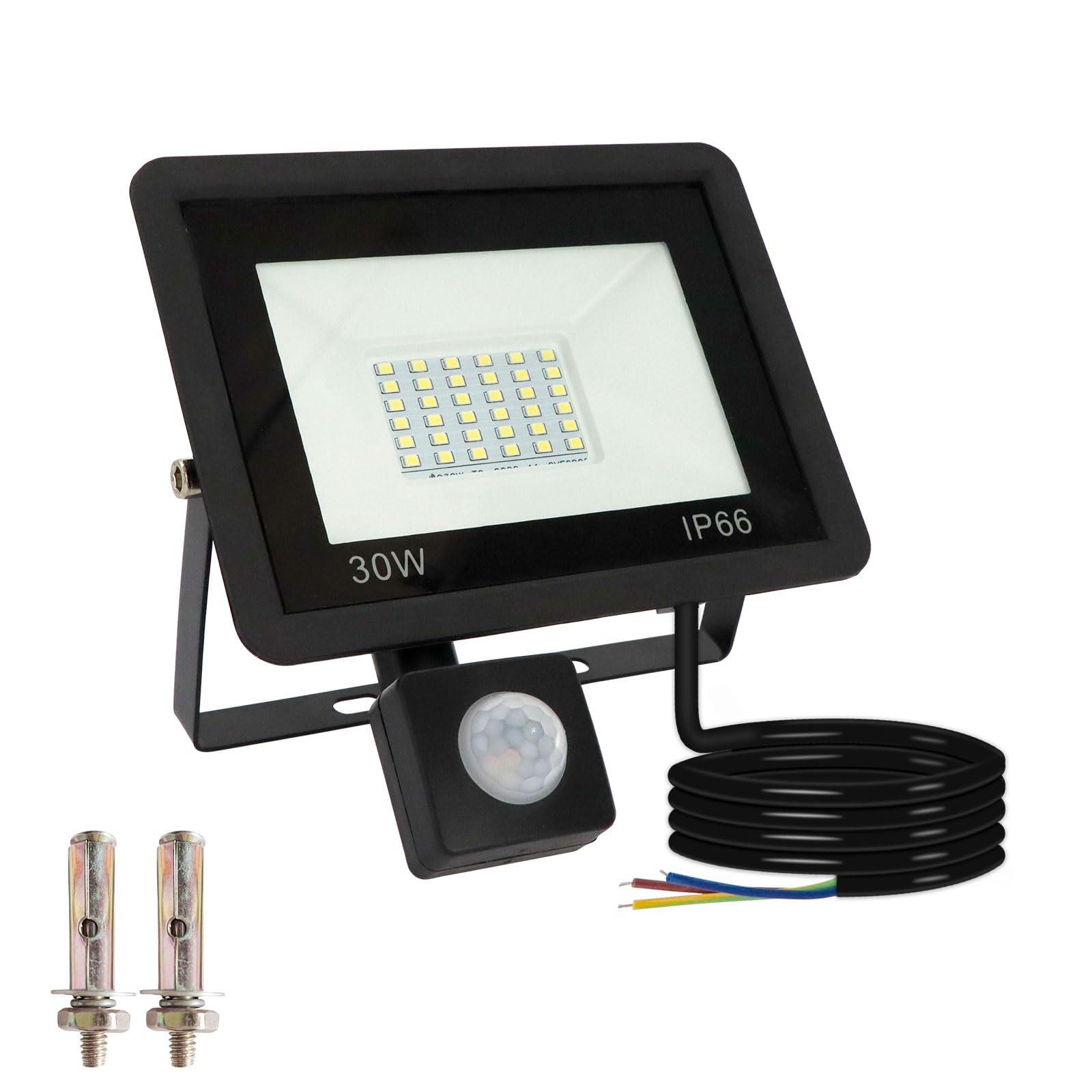 Caldarax Faretto LED Esterno con Sensore 30W 6000K