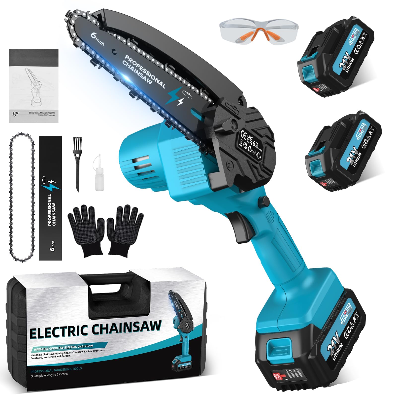 Mini Motosega a Batteria 6 Pollici per Potatura