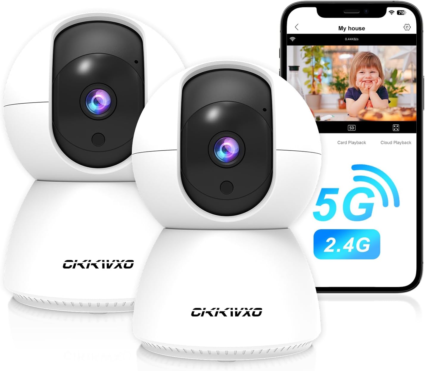 Cikikwxo Telecamera WiFi Interno 2K 3MP (2 Pezzi)