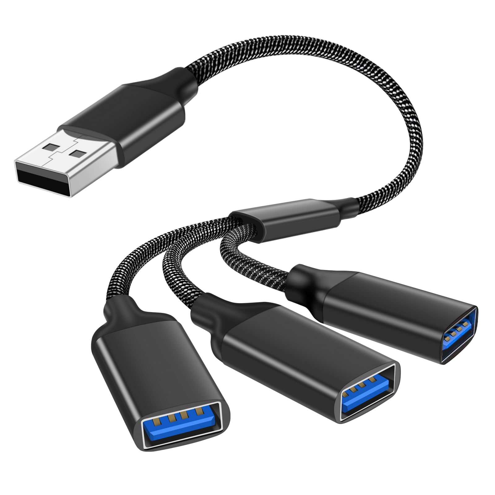 Axfee Cavo USB Splitter Maschio a 3 Femmine, Nero