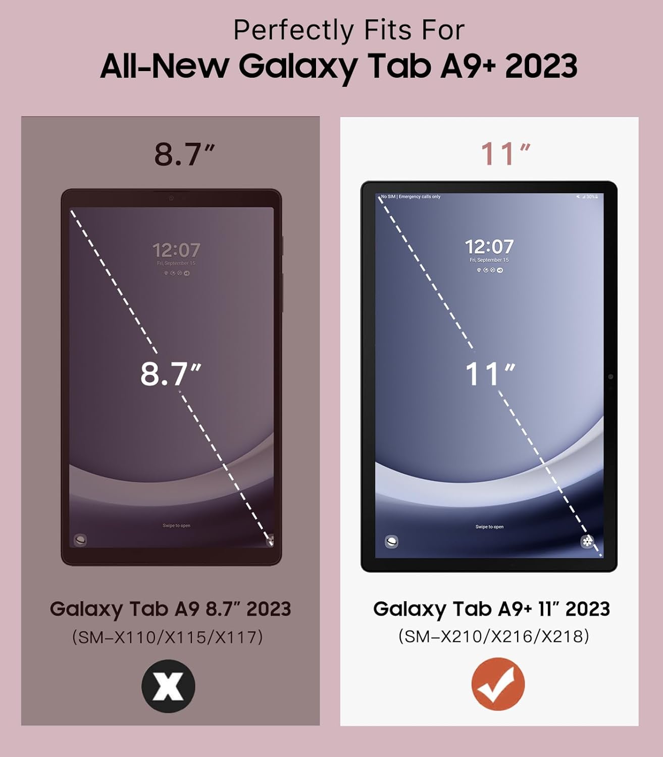 Timovo Cover per Samsung Galaxy Tab A9+ Plus 11" 2023, Oro Rosa - immagine 2