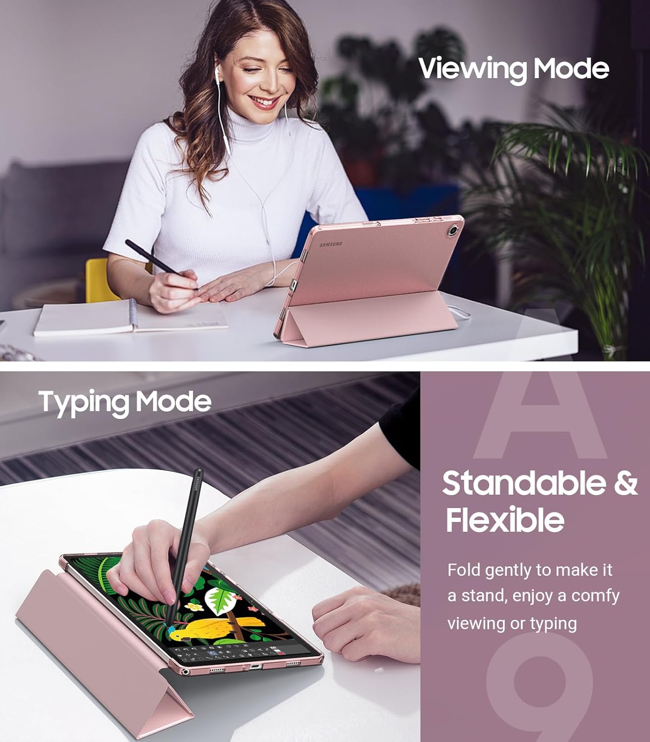 Timovo Cover per Samsung Galaxy Tab A9+ Plus 11" 2023, Oro Rosa - immagine 5