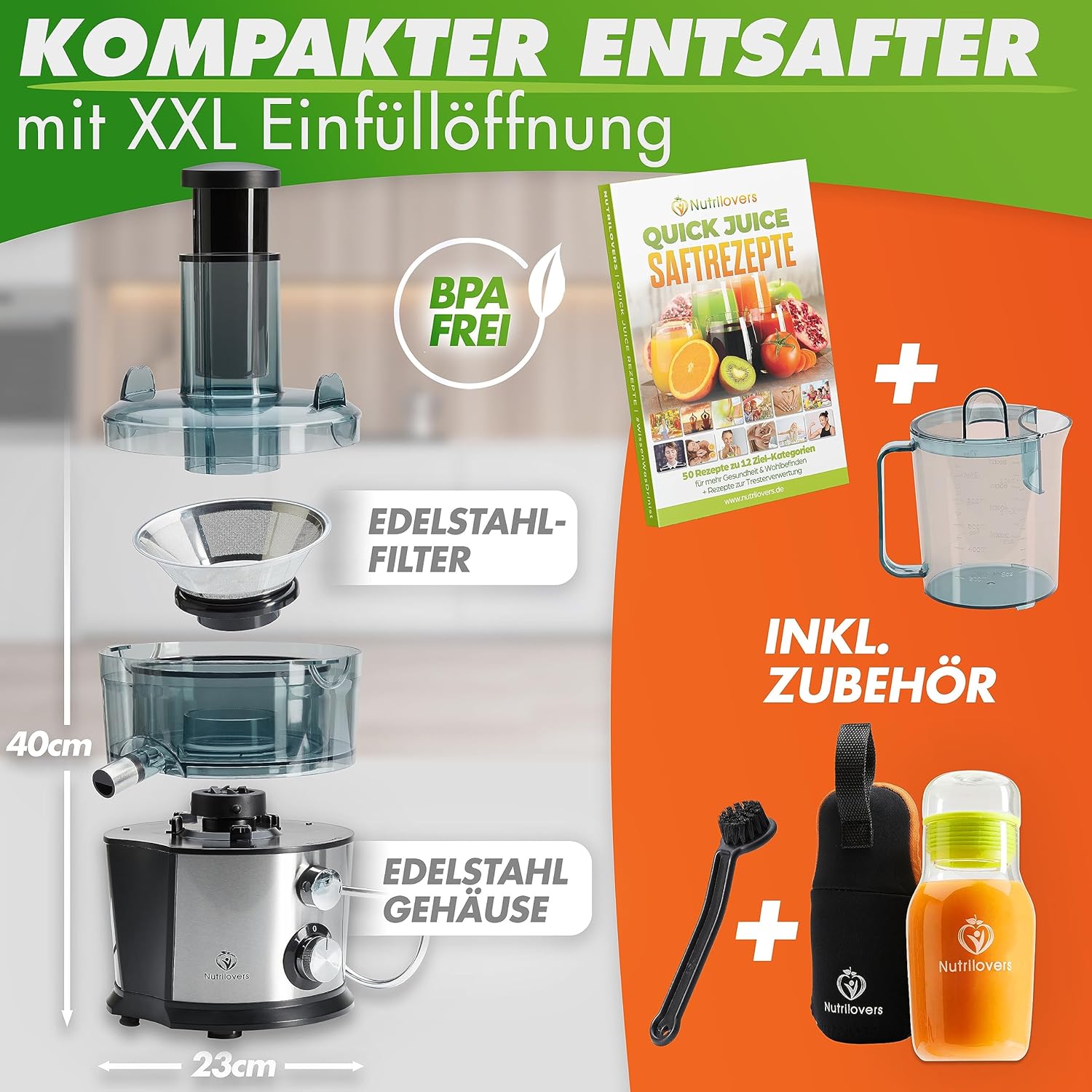 Nutrilovers QUICK-JUICER - Spremiagrumi 800W Acciaio Inox - immagine 2