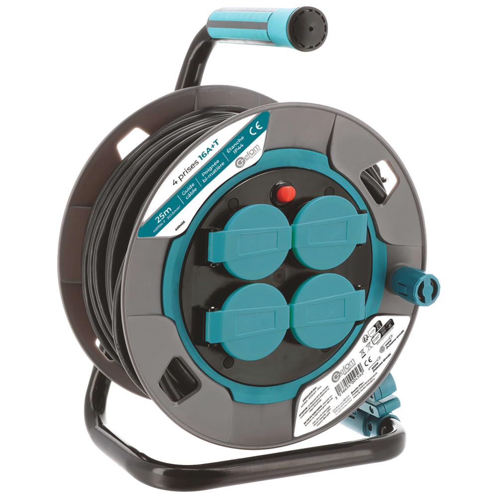 Avvolgitore per Cantiere 25 Metri, 4 Prese IP44