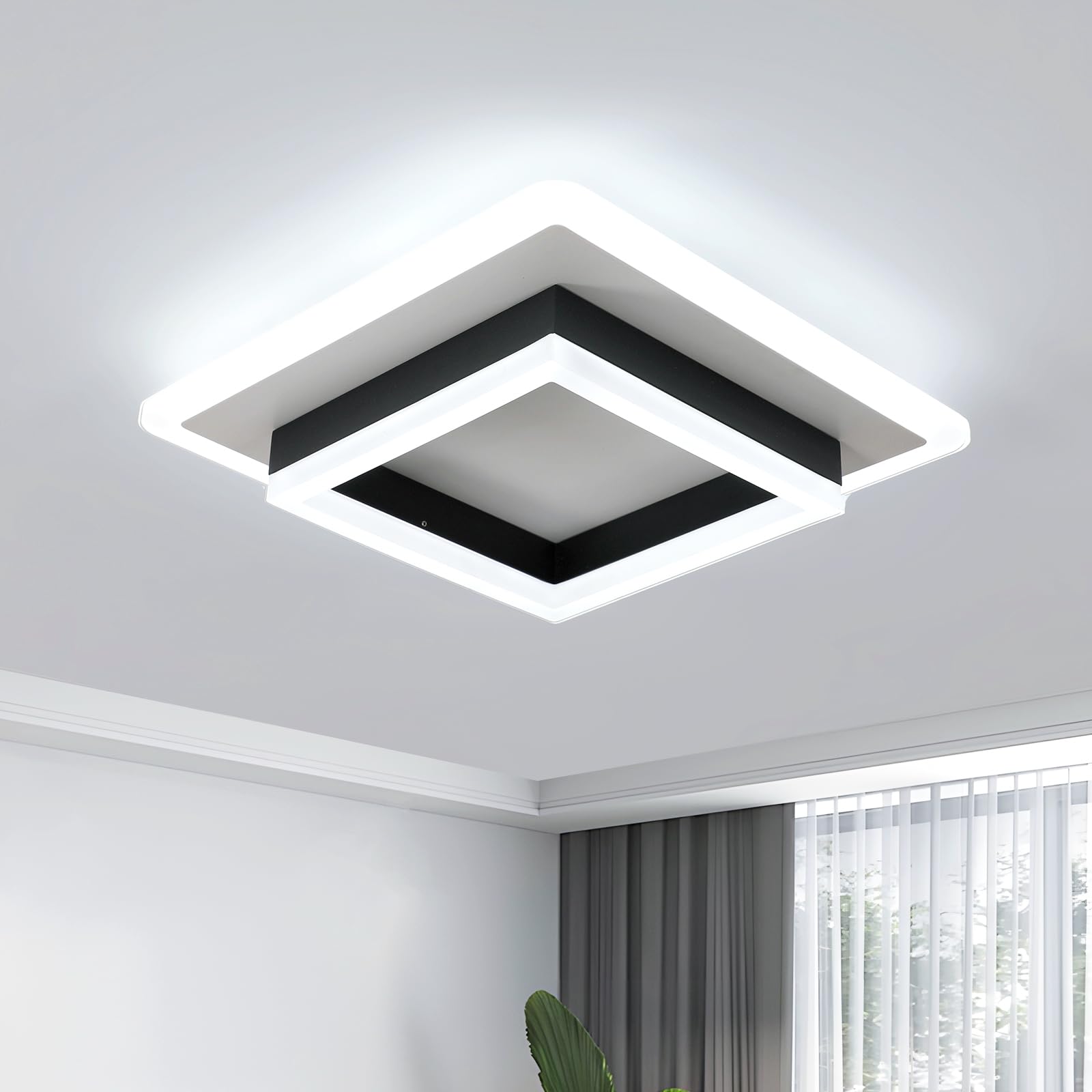 Plafoniera LED Soffitto Moderna Quadrata 30W 3400LM, Nera 30CM