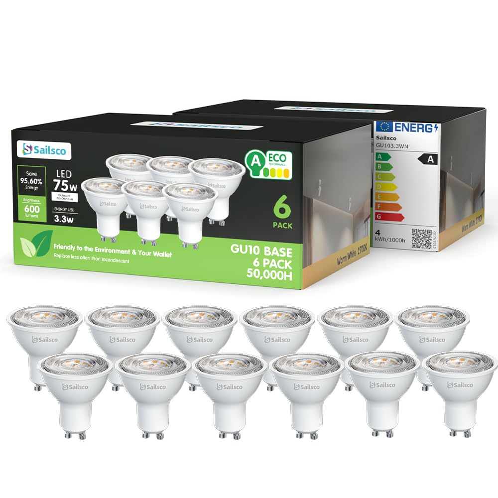 Sailsco Lampadine GU10 LED Spot 3.3W 600 Lumen (12 Pezzi)