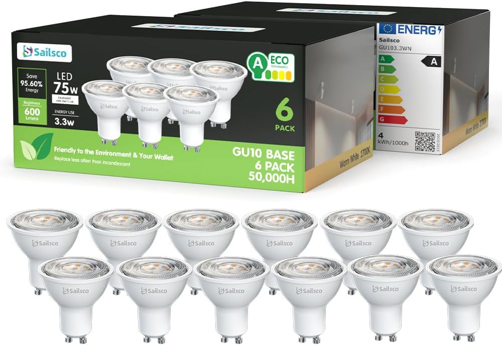 Sailsco Lampadine GU10 LED Spot 3.3W 600 Lumen (12 Pezzi) - immagine 1