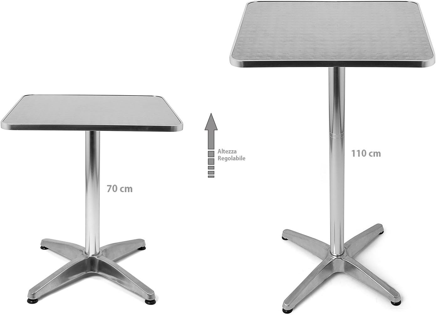 Bakaji Tavolino Alluminio Esterno 60x60cm Regolabile - immagine 3