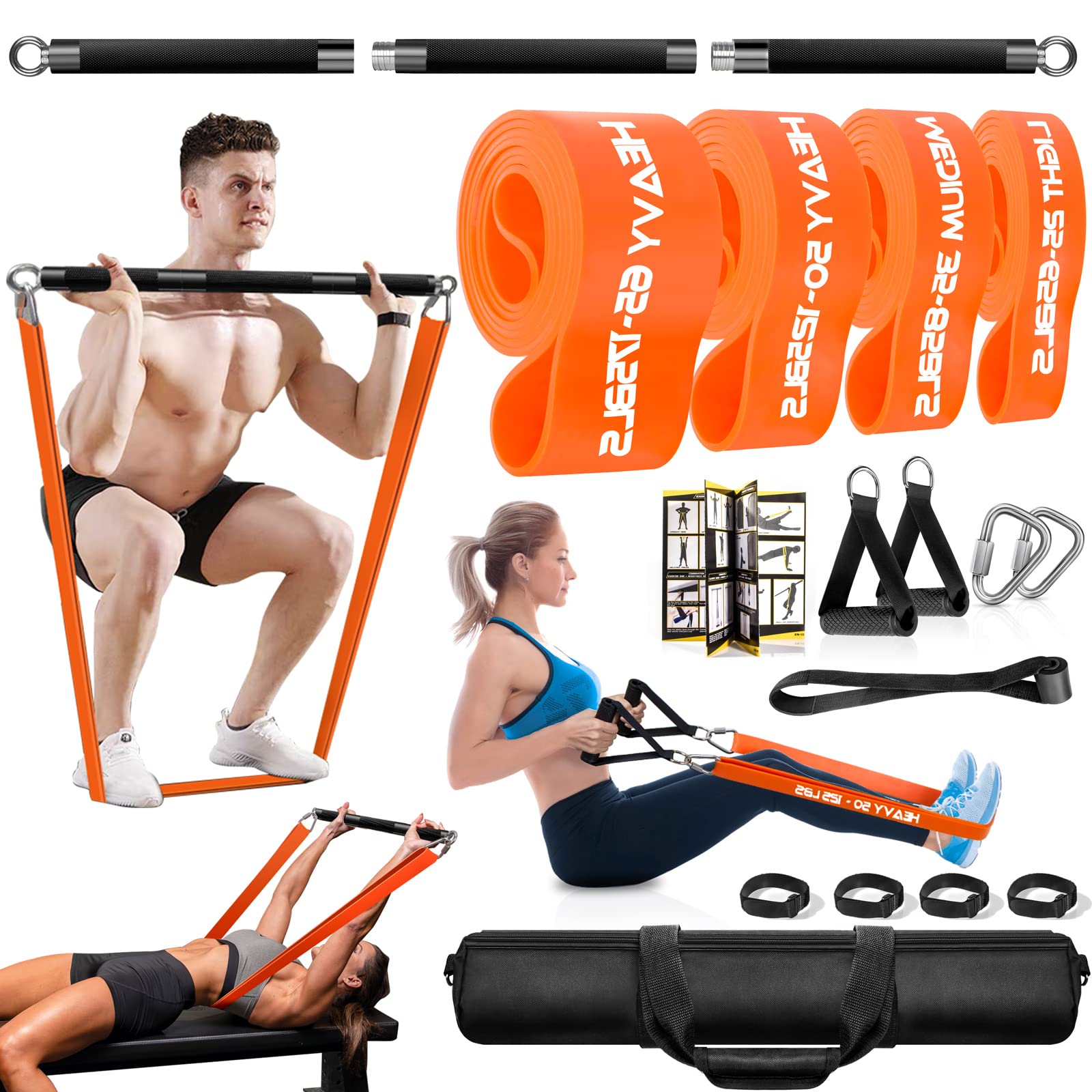 Dasking Fitness Bands con Barra - Set Bande Resistenza