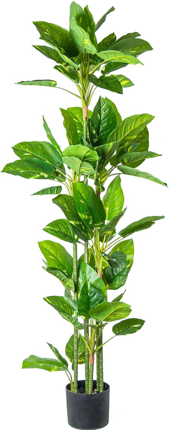 DRW Pianta artificiale Rampicante in PU 7 forcine in verde 20x20x160 cm