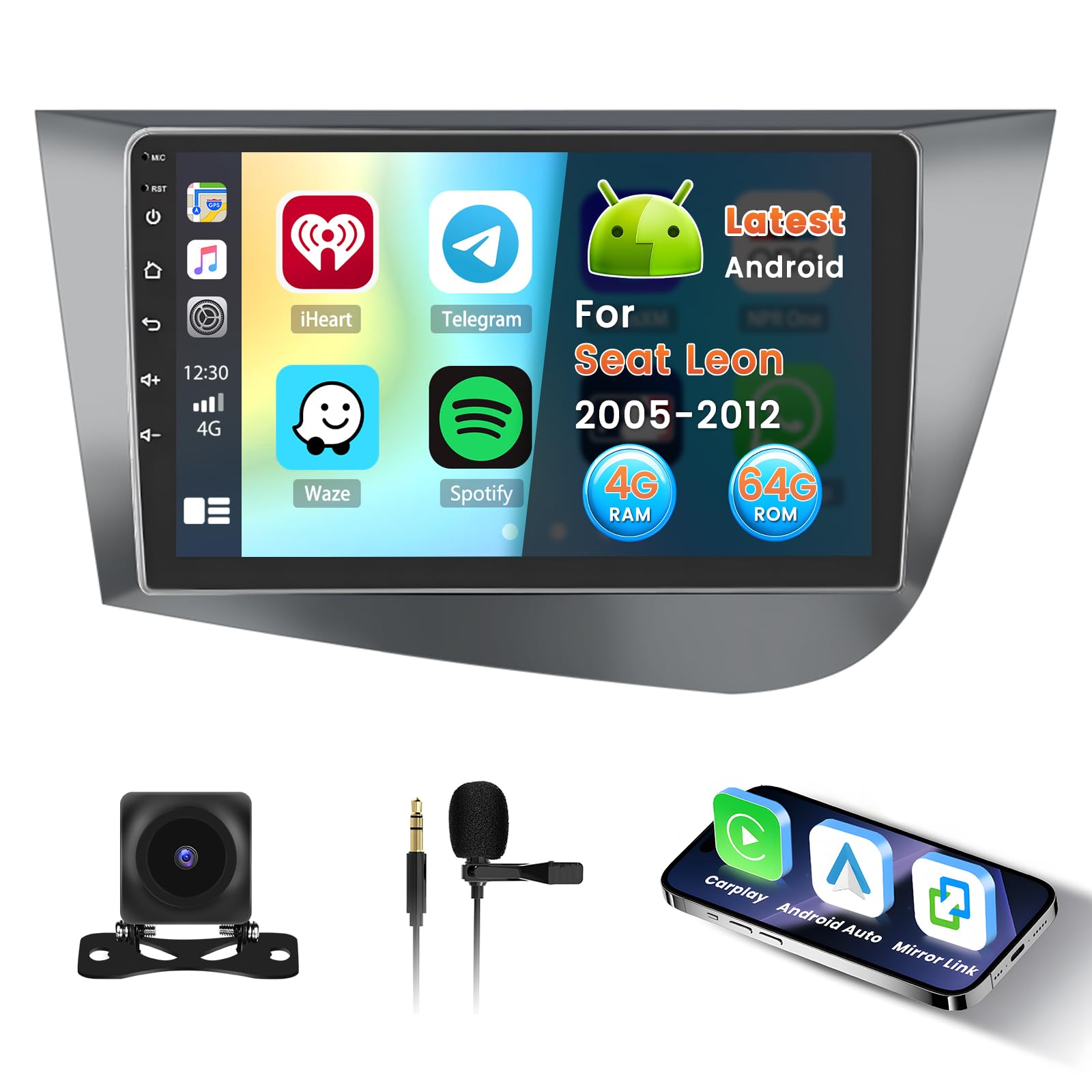 Inefala Stereo Android 15 per Seat Leon - 9 Pollici