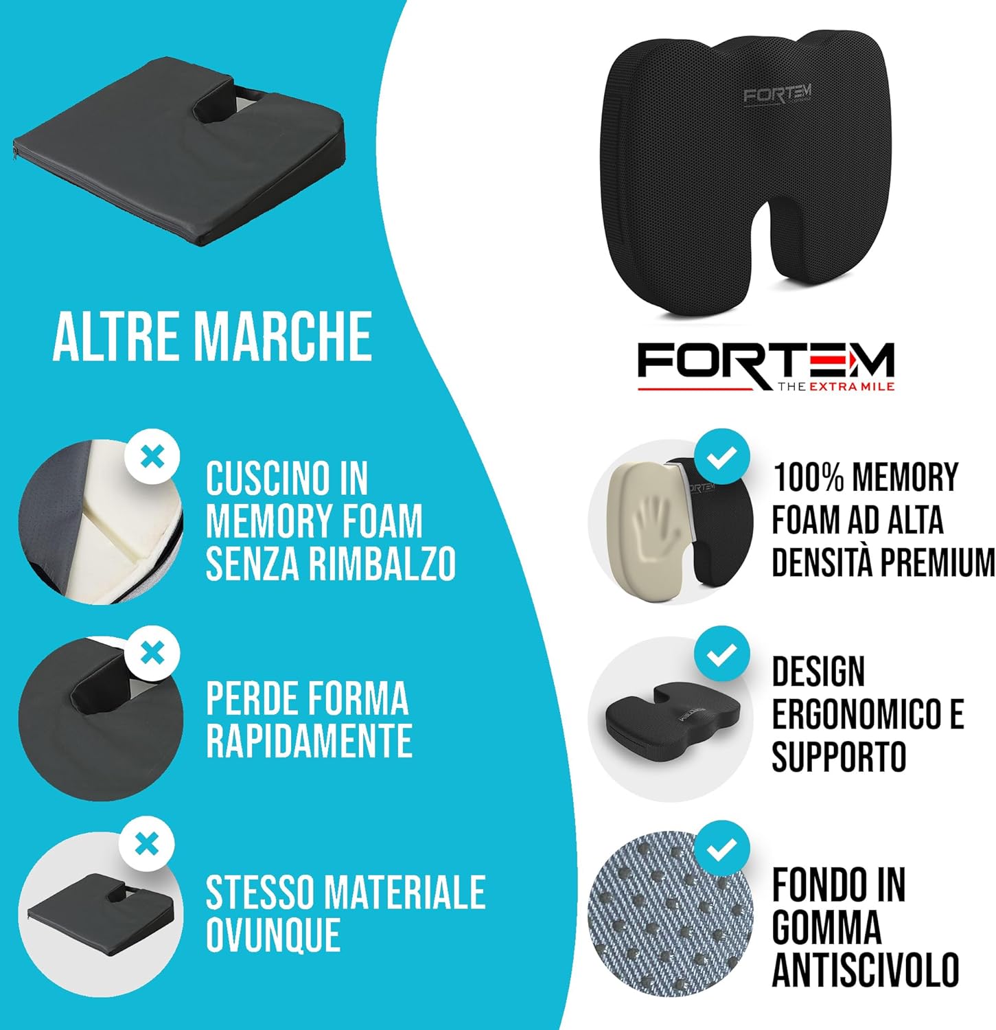 Fortem Cuscino Sedia Ufficio - Cuscino Memory Foam - immagine 6