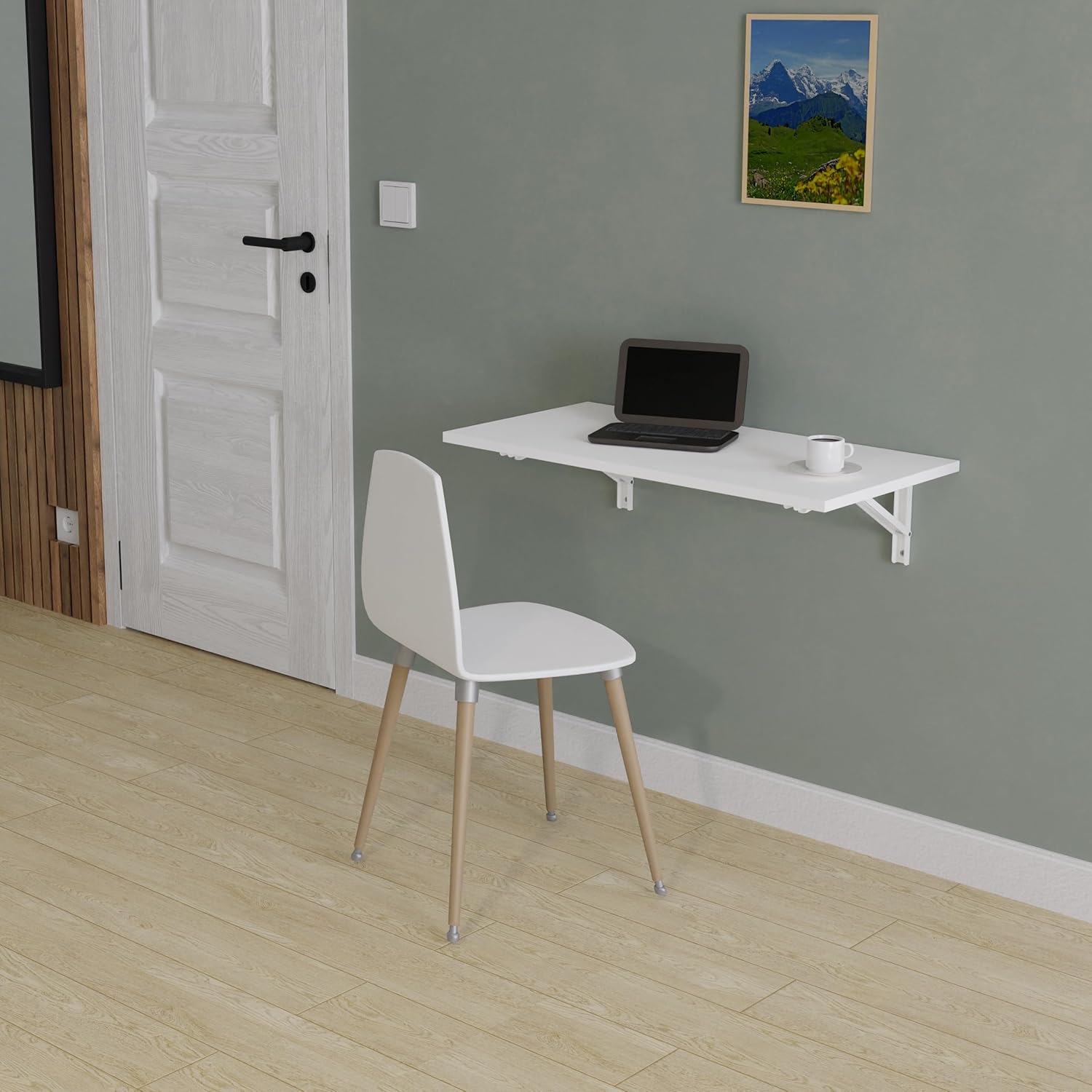 Tavolo da Pranzo Pieghevole da Parete 80x40 cm, Bianco - immagine 2