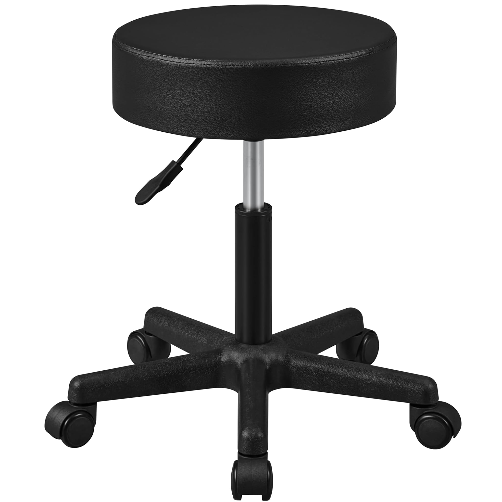 Yaheetech Sgabello con Ruote e Cuscino Spesso, Nero