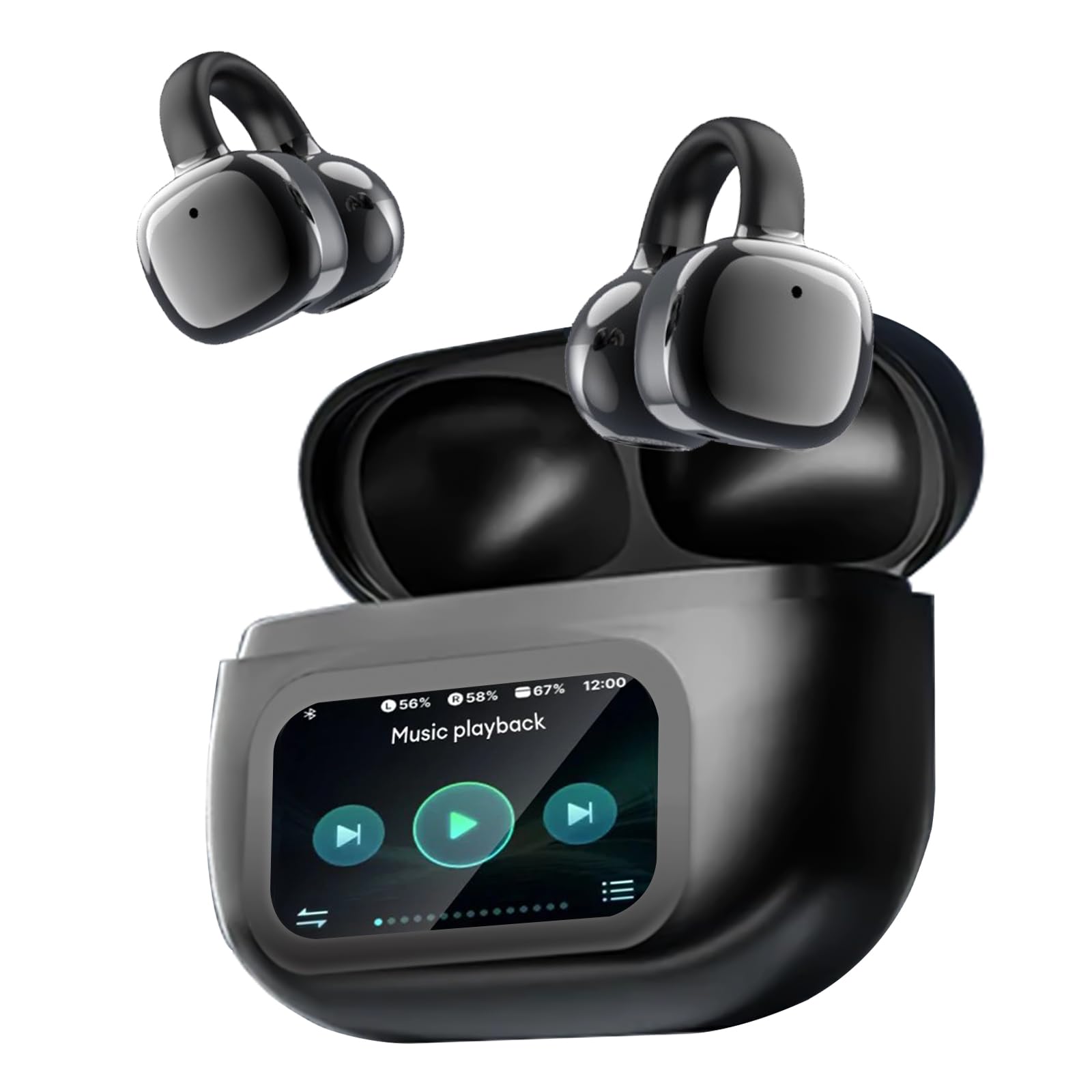 Pthtechus Cuffie Auricolari Aperte Bluetooth 5.4, Nero