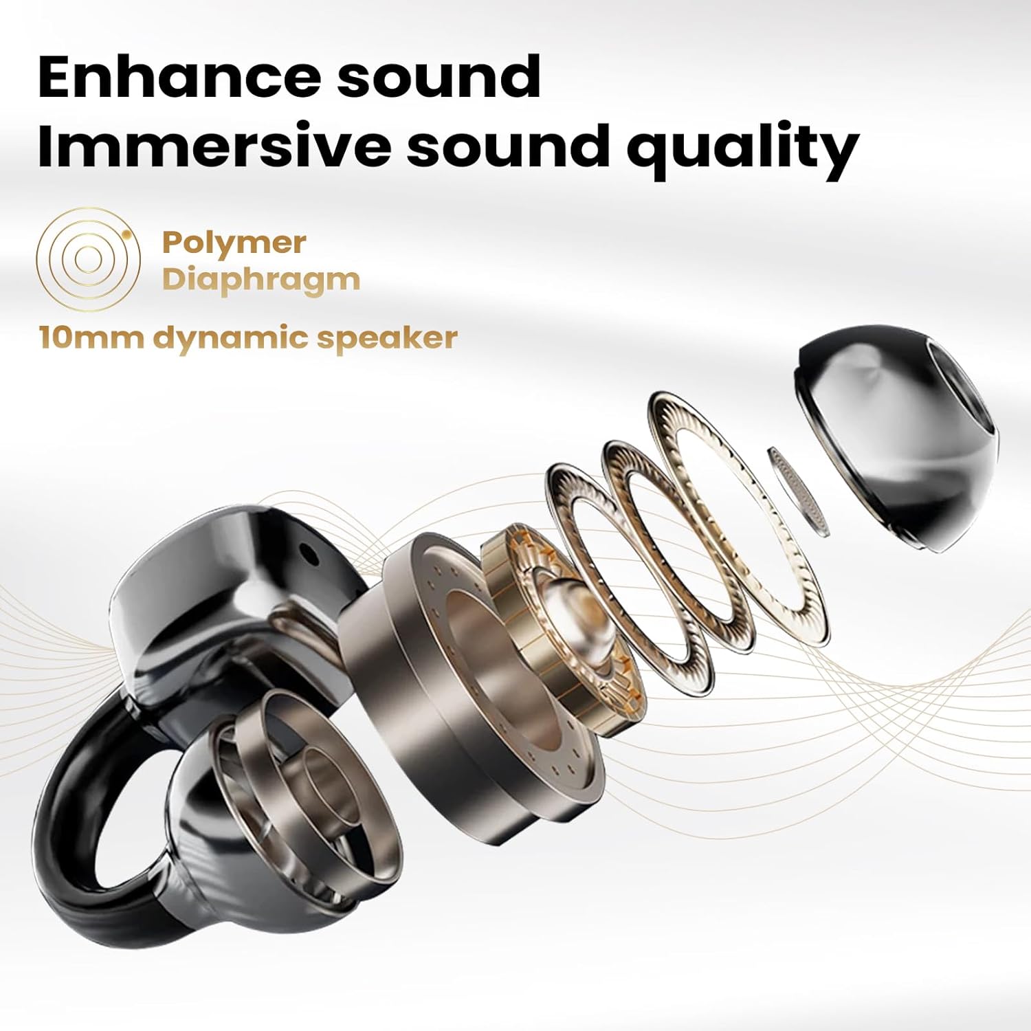 Pthtechus Cuffie Auricolari Aperte Bluetooth 5.4, Nero - immagine 2