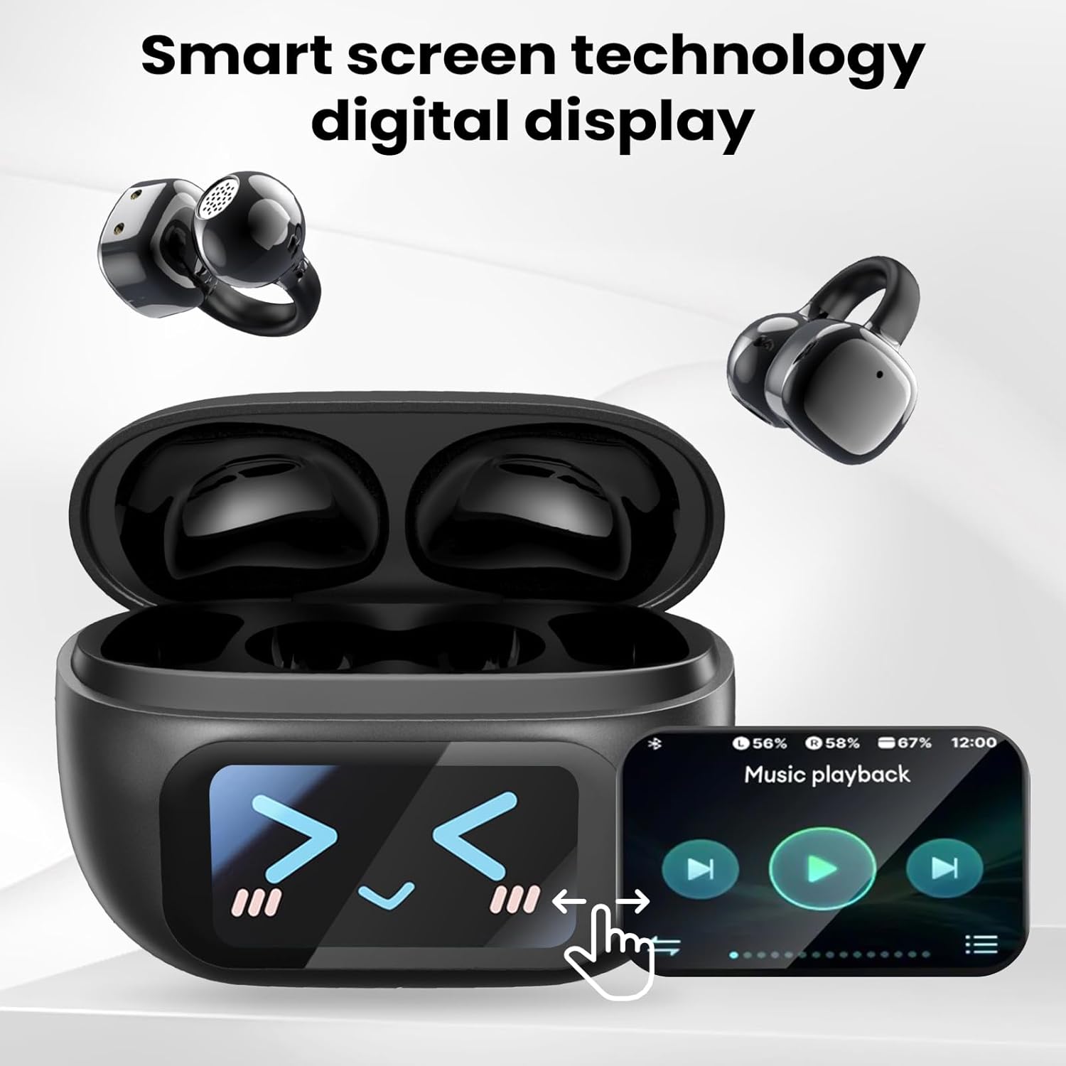Pthtechus Cuffie Auricolari Aperte Bluetooth 5.4, Nero - immagine 4