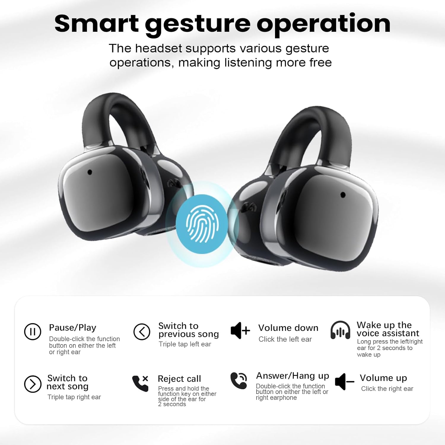 Pthtechus Cuffie Auricolari Aperte Bluetooth 5.4, Nero - immagine 7