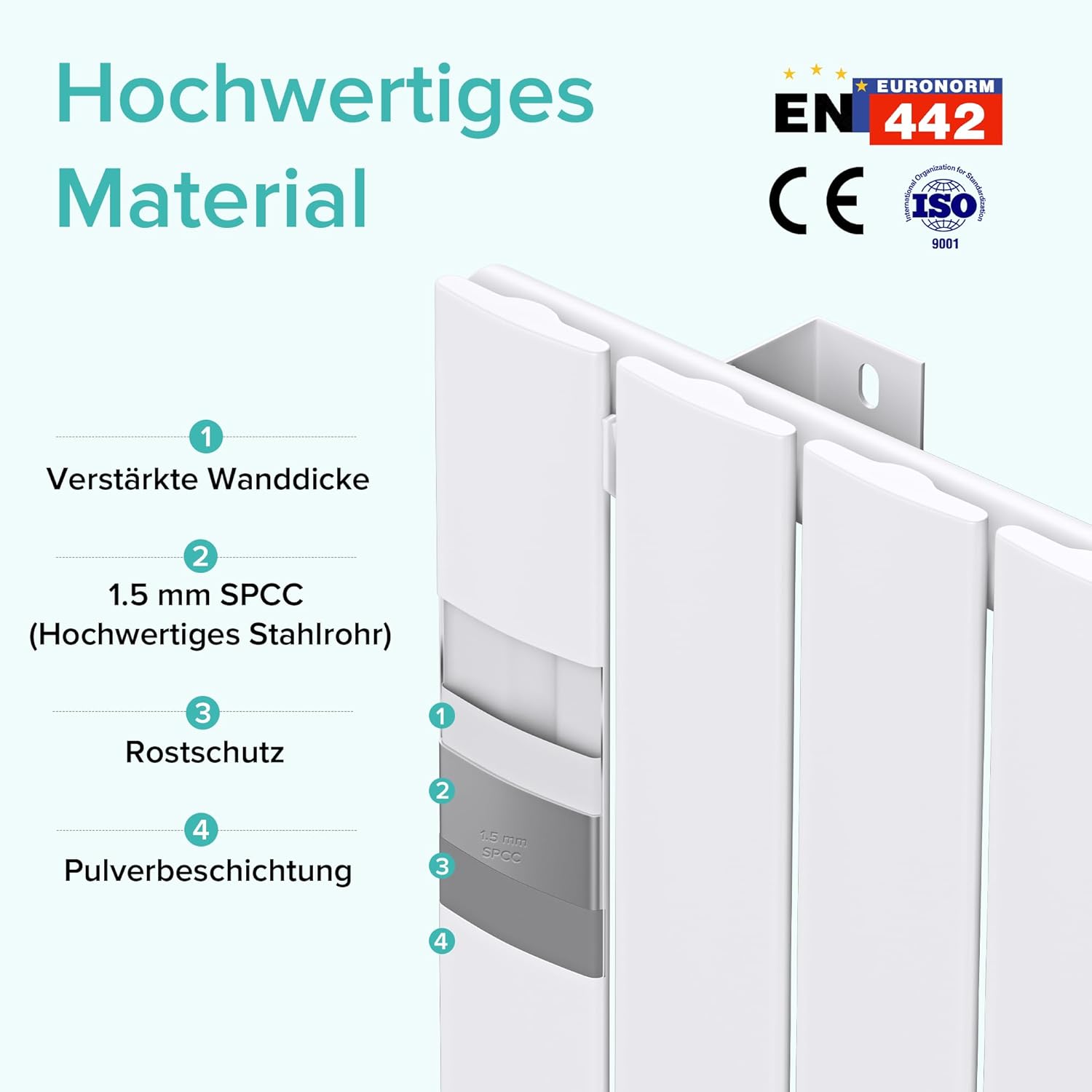 Doporro Radiatore Verticale da Bagno 160x61cm, Bianco - immagine 4