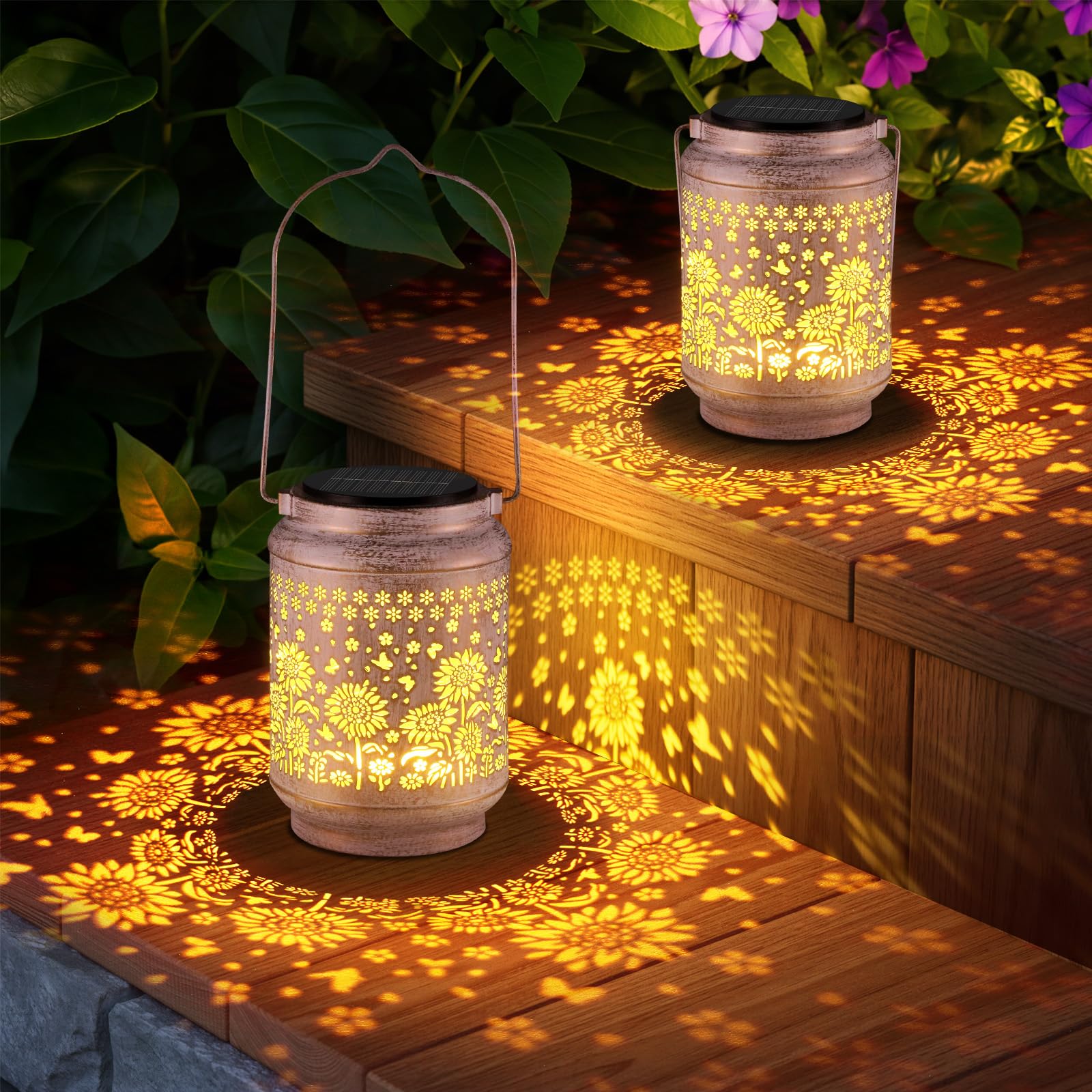 Lanterna Solare Girasole in Metallo 2 Pezzi, IP65