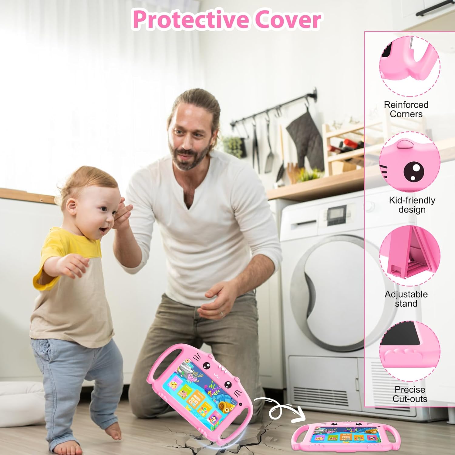 Veswwe Tablet per Bambini 7 Pollici Android, Rosa - immagine 4