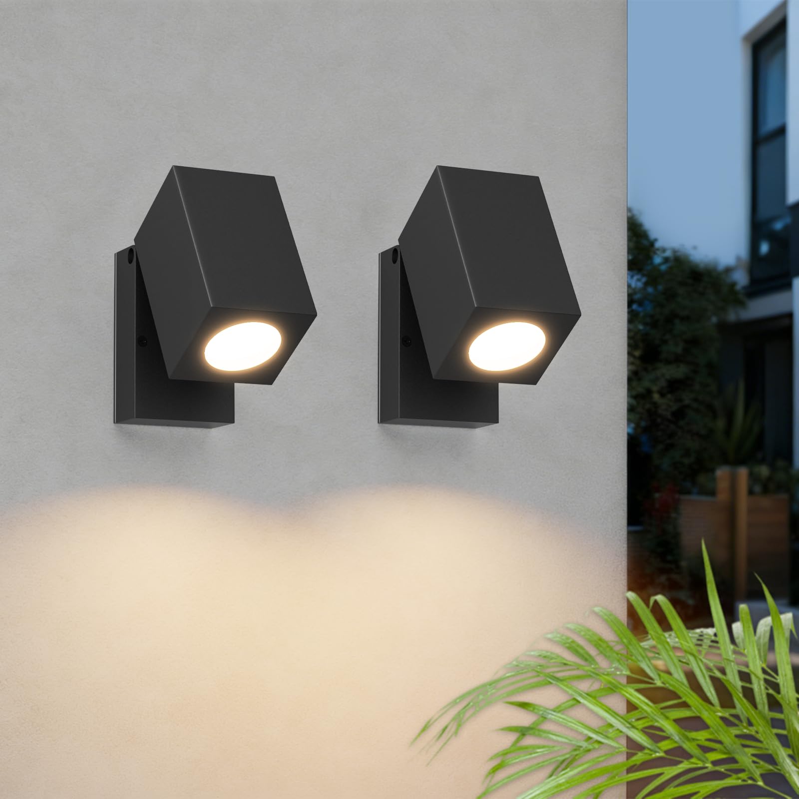 Aipsun 2 PCS Applique da Esterno/Interno,Ip65 Lampada da Parete in alluminio applique Gu10/90 gradi orientabili esterno/interno,impermeabile,Applique senza lampadina,Nero