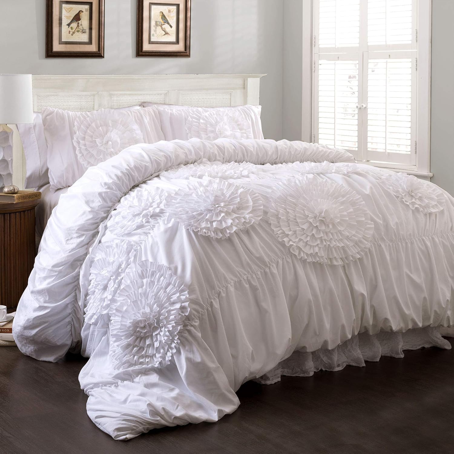 Lush Decor Serena 3-Piece Comforter Set, White, King