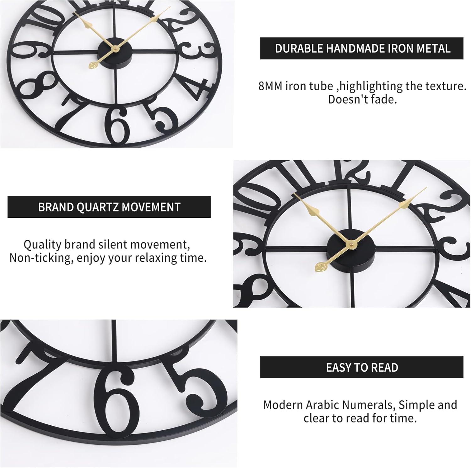 Orologio da Parete Rotondo 40 cm Silenzioso - immagine 2