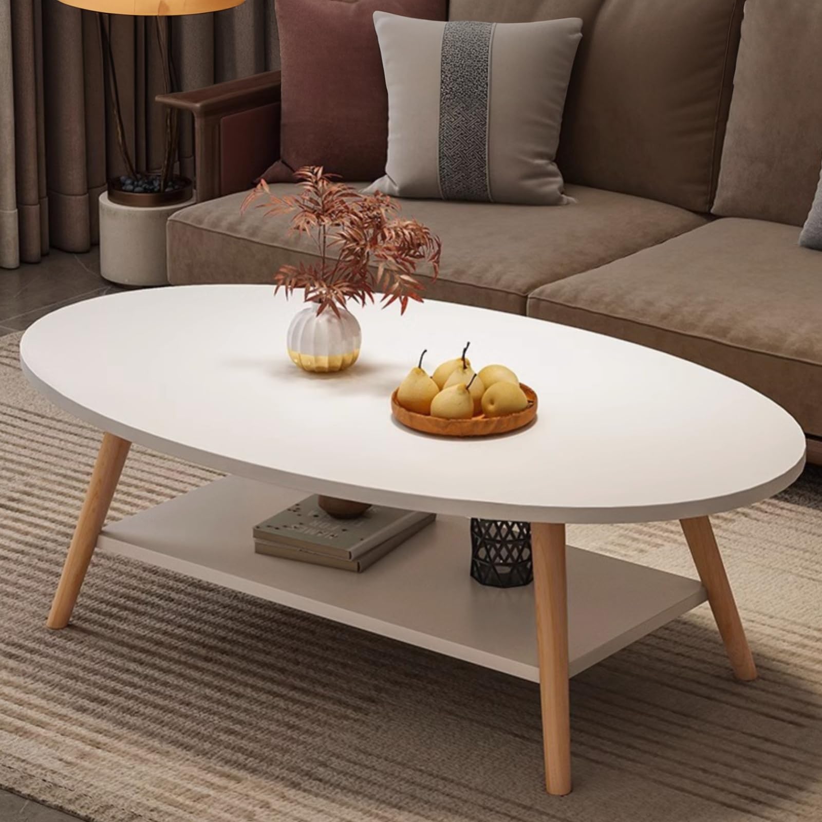 Anmas Power Tavolino Ovale Doppio Strato in Legno