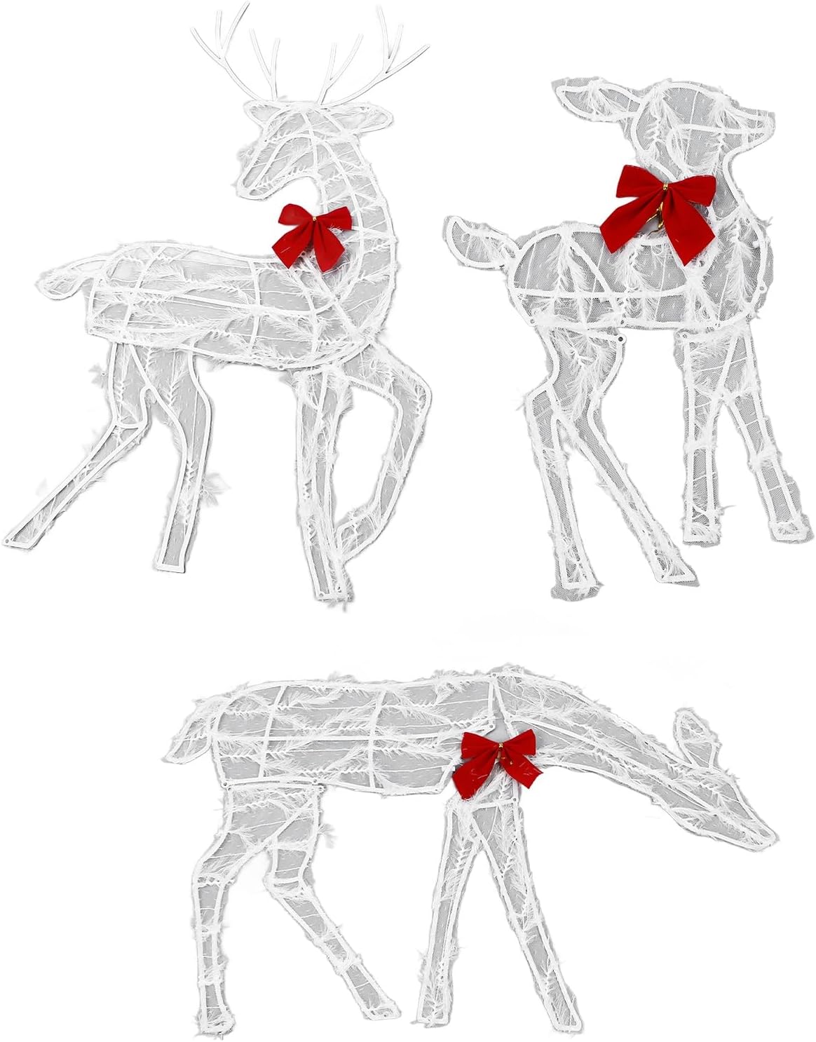Set 3 Cervi Illuminati Natalizi con Luci LED - immagine 1