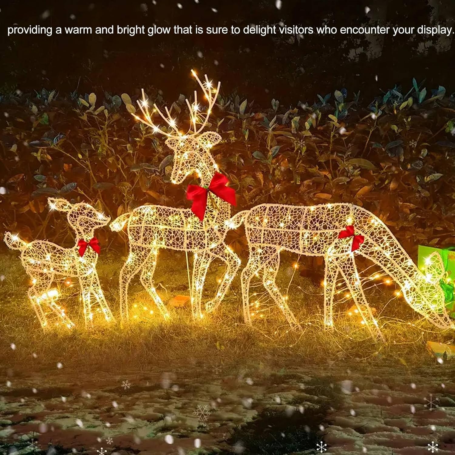 Set 3 Cervi Illuminati Natalizi con Luci LED - immagine 2