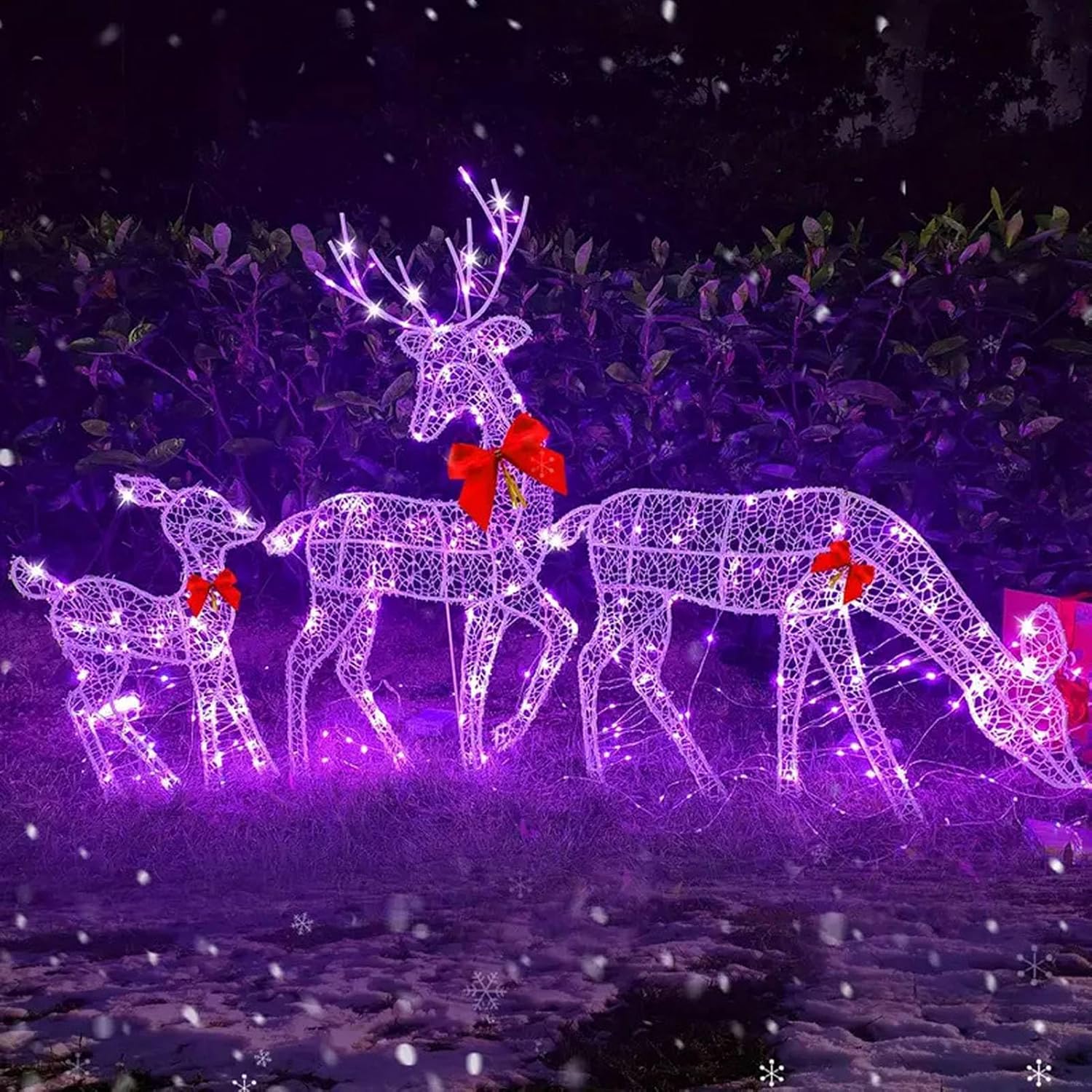 Set 3 Cervi Illuminati Natalizi con Luci LED - immagine 3
