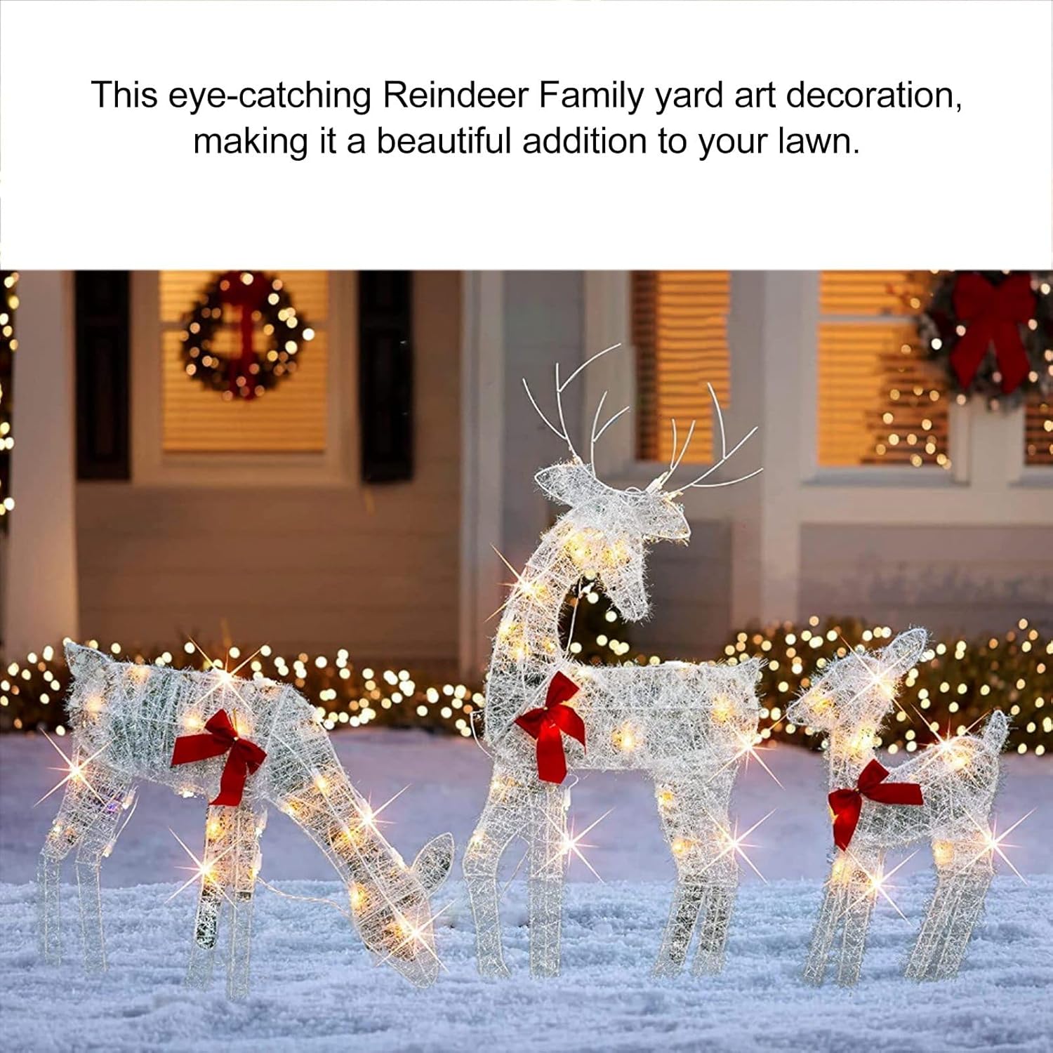 Set 3 Cervi Illuminati Natalizi con Luci LED - immagine 5