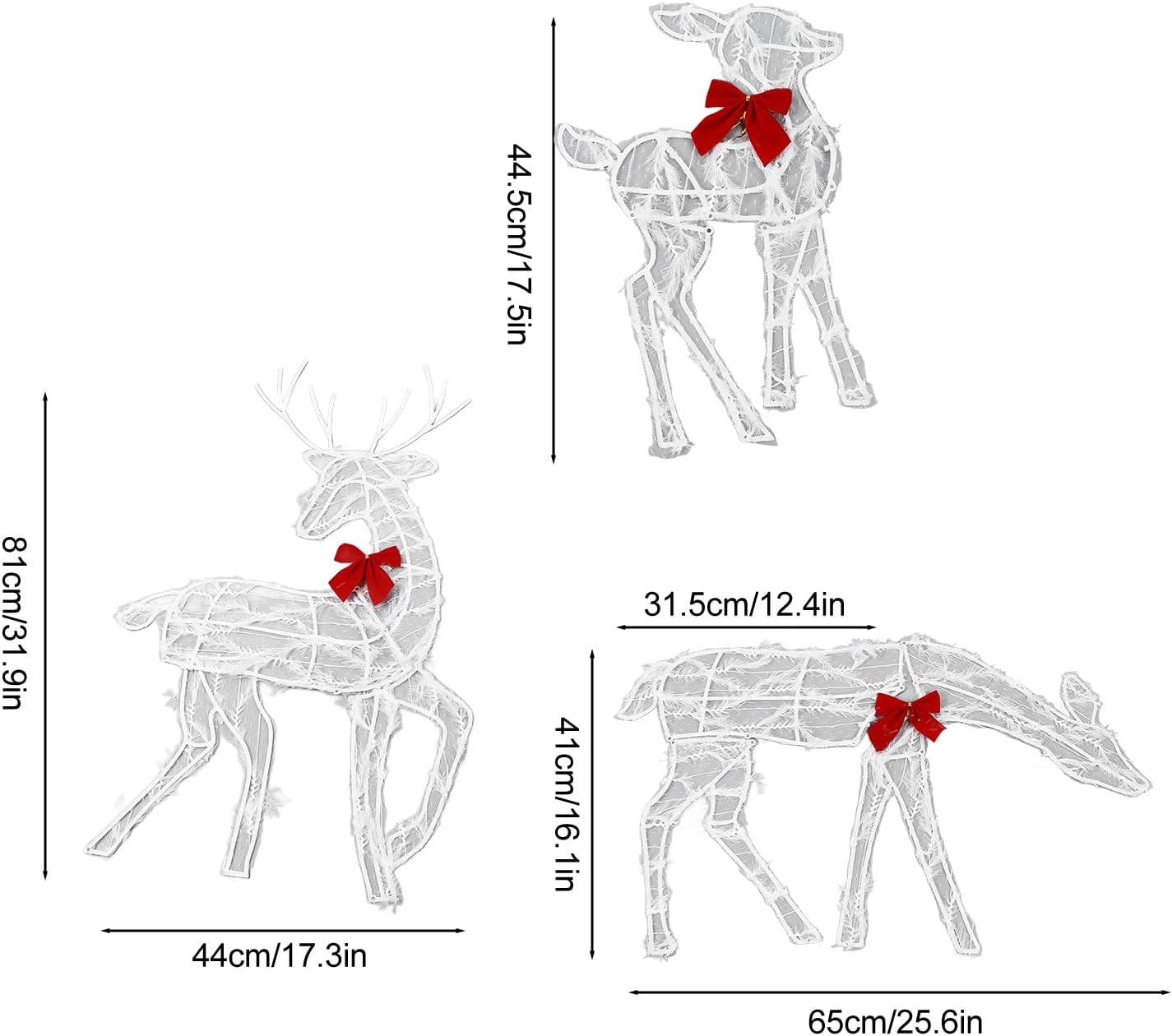 Set 3 Cervi Illuminati Natalizi con Luci LED - immagine 7