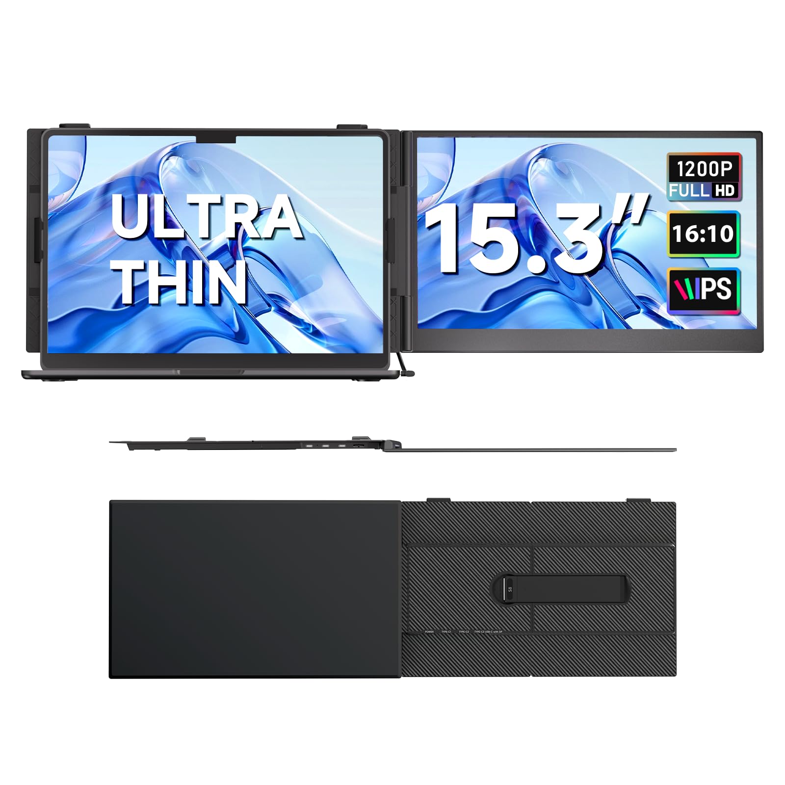 Doppio Schermo PC Portatile Ultra Sottile 15,3" FHD IPS