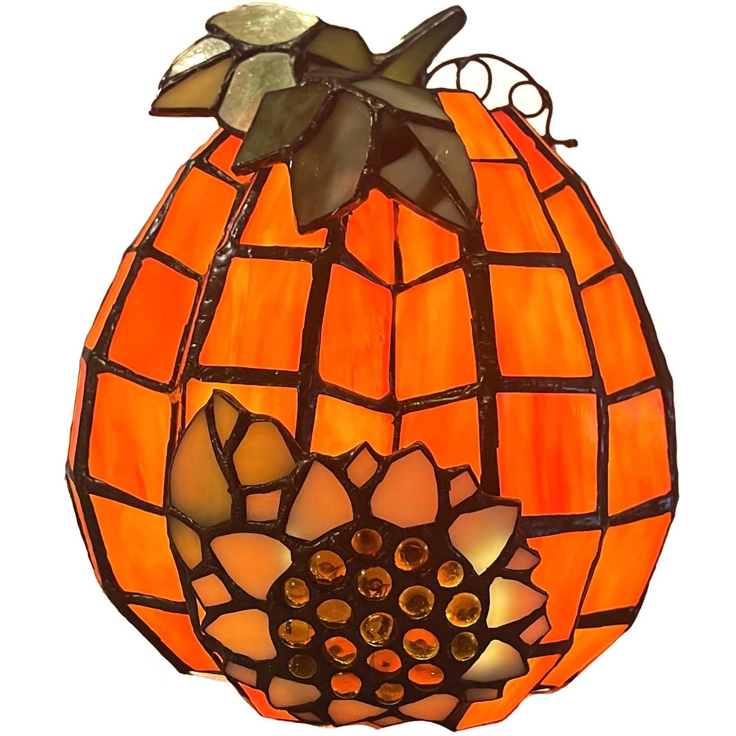 Bieye Lampada da Tavolo Tiffany a Zucca, Arancia