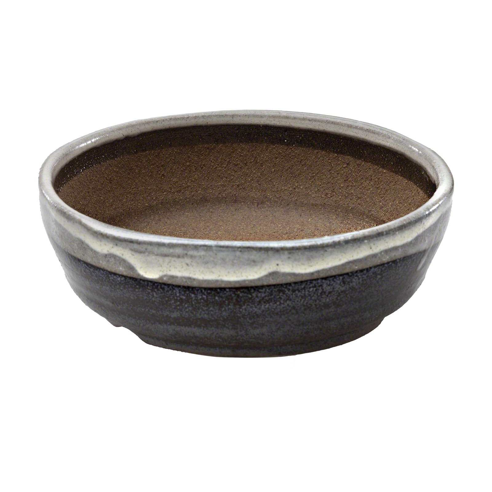 Wazakura Vaso per Bonsai in Ceramica Smaltata 17cm, Righe Bianche