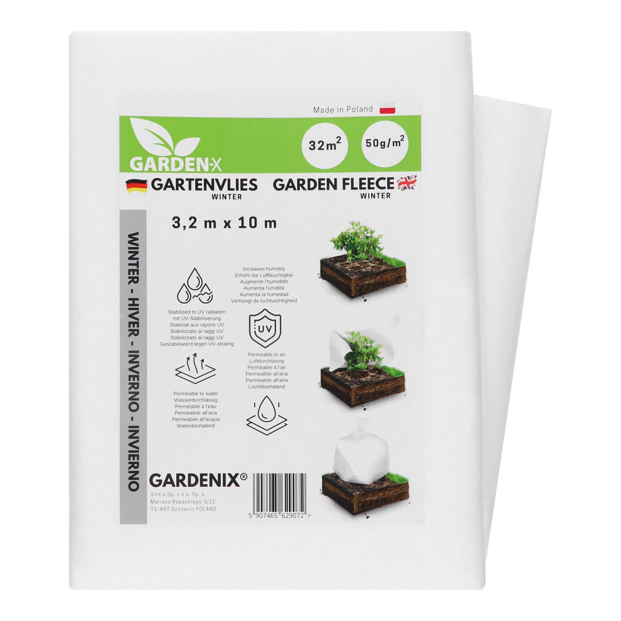 GARDENIX® Telo Antigelo per Piante 32m² 50 g/m²