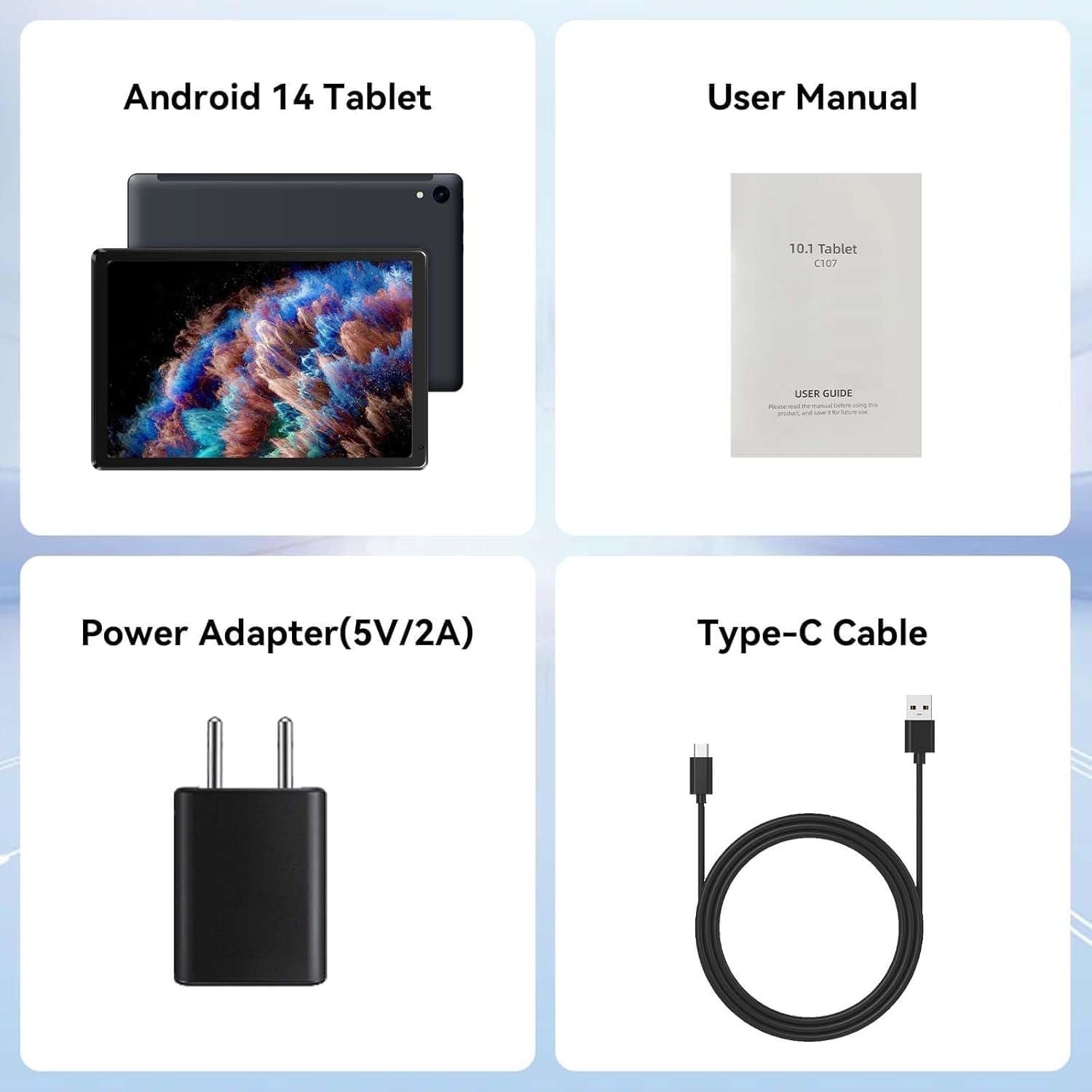 Tablet Android 14 Octa-core 10GB RAM 128GB ROM, Grigio - immagine 6