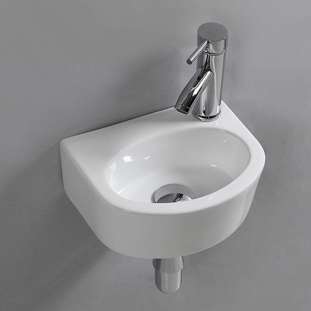 Lavabo ovale da parete in ceramica per guardaroba e bagno (mano destra)