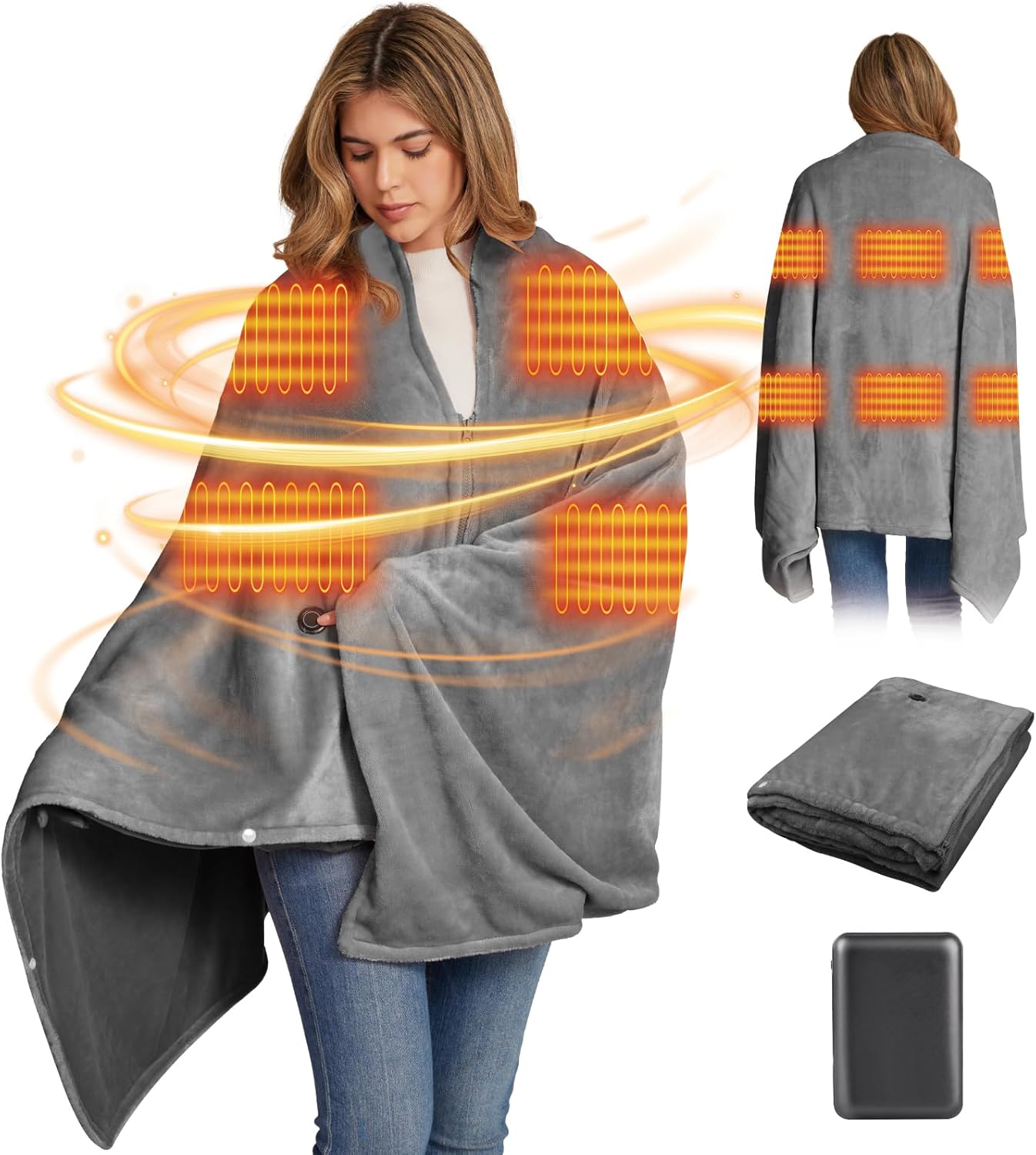 Coperta Riscaldante Senza Fili 160x90cm con Batteria 16000 mAh - immagine 1