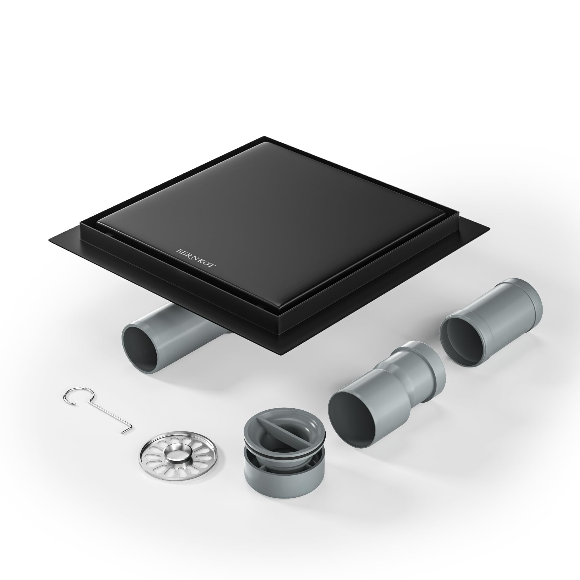 Canalina Doccia Quadrata 20x20cm Acciaio Inox Nera