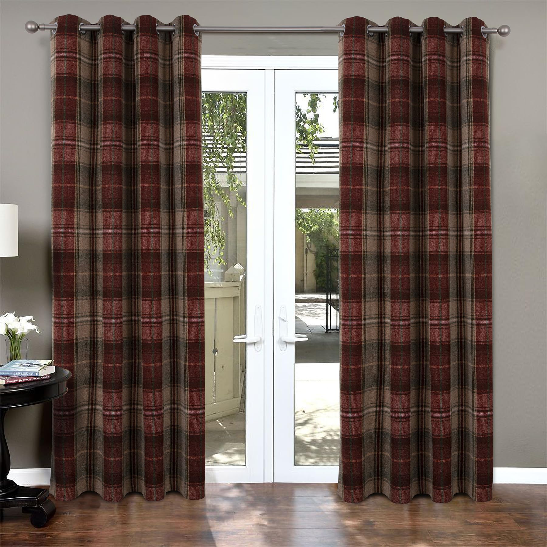 Always4u Tende Oscuranti 100% con Occhielli, Rosso Scuro