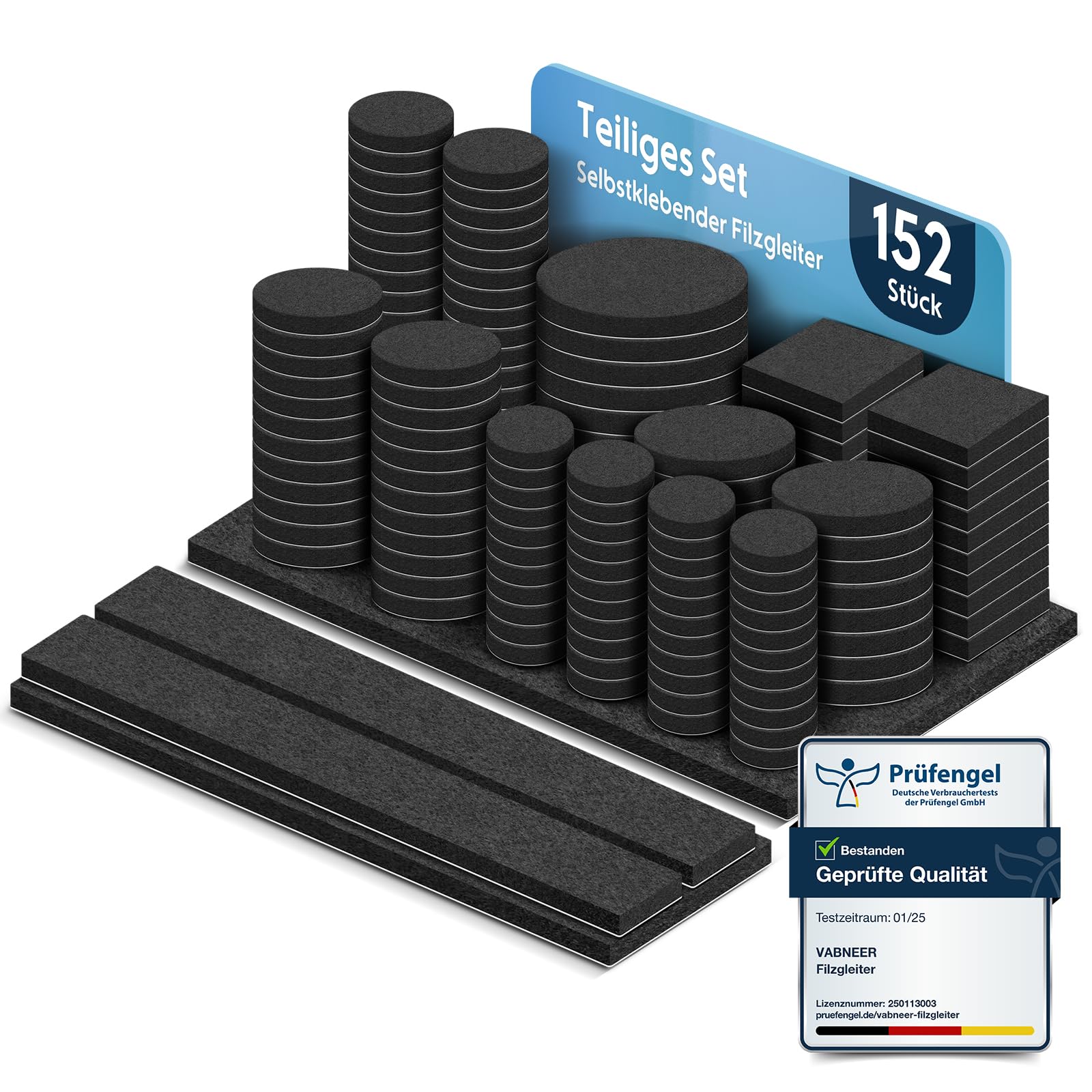 Vabneer Feltrini Sedie Autoadesivi 152 pezzi, Neri