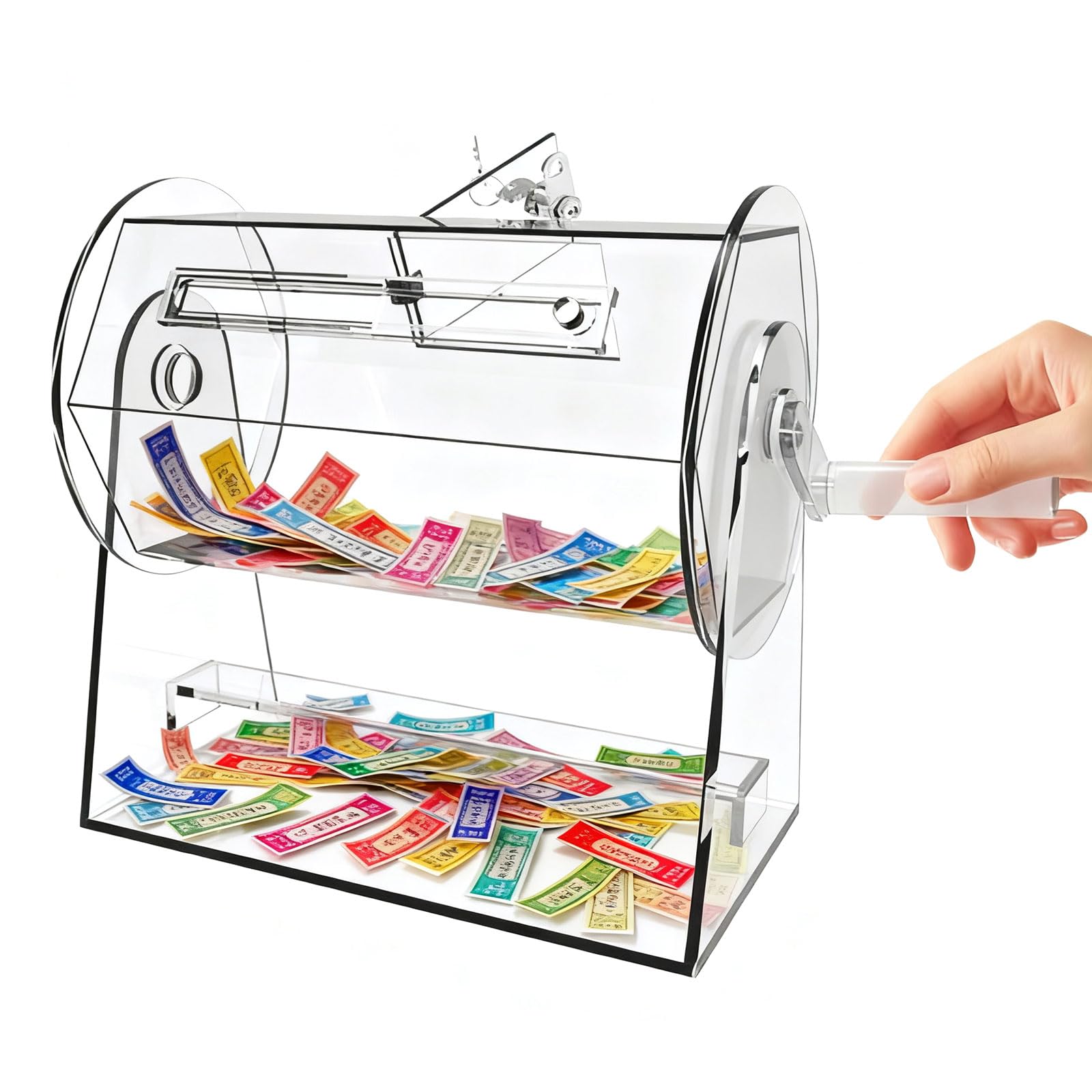 Tombola in Acrilico con Tamburo e 2 Chiavi