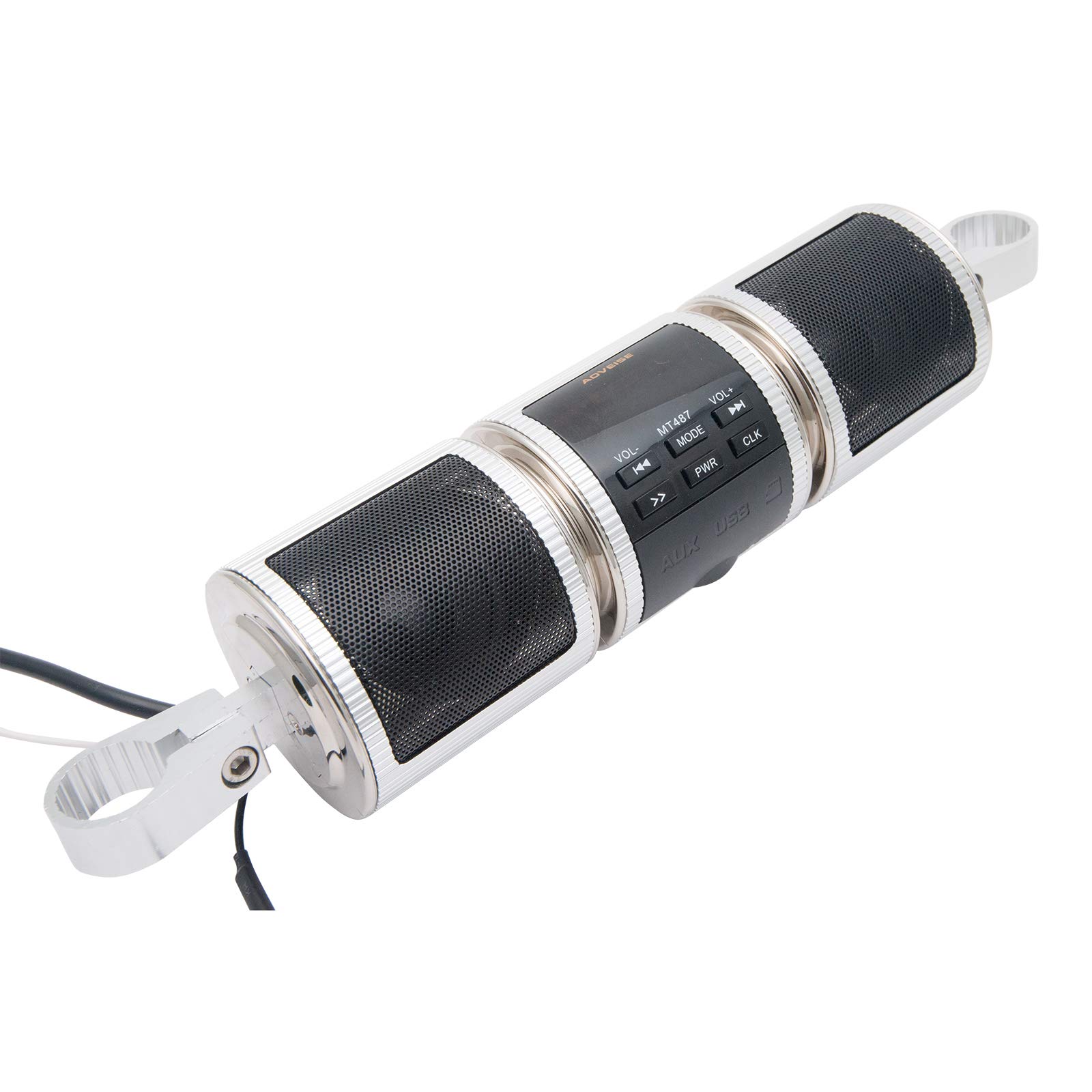 Riloer 12V Moto Bluetooth Audio Sound System, Argento